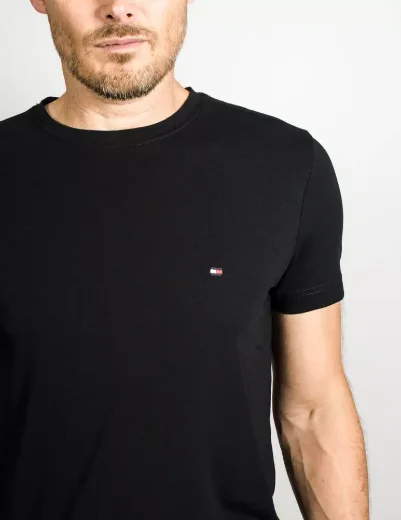 Tommy Hilfiger Stretch Slim Fit T-Shirt | Flag Black