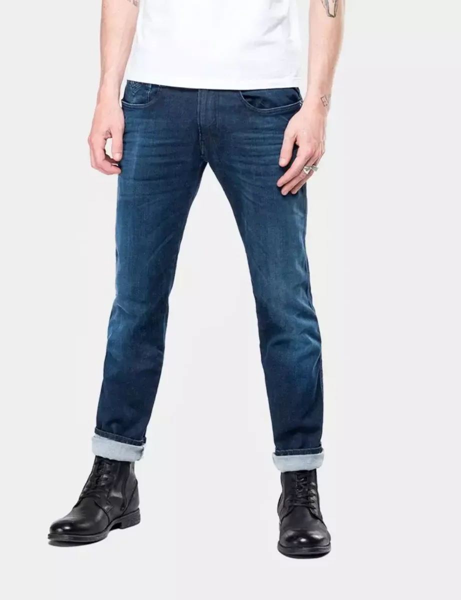 Replay Men's Anbass Hyperflex Clouds Jeans 661 E05 | Dark Blue Wash
