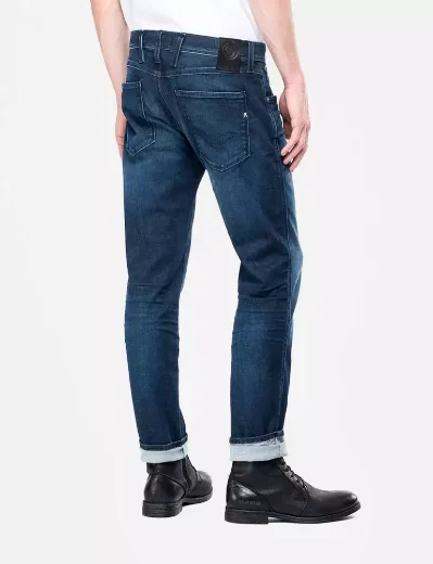 Replay Men's Anbass Hyperflex Clouds Jeans 661 E05 | Dark Blue Wash