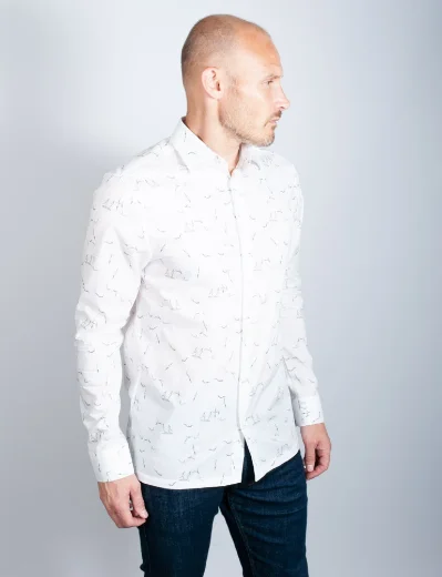 Ted Baker Zaarly LS Diver Printed Shirt | White