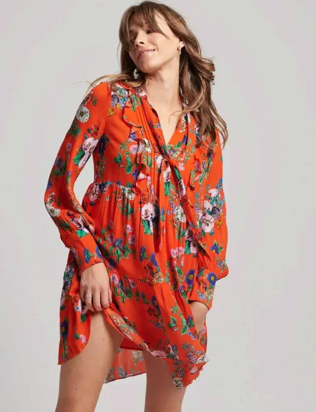 Superdry Studios Off Duty Mini Dress | Floral Flame Red Superdry Studios Off Duty Mini Dress | Floral Flame Red