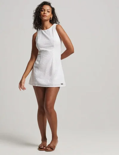 Superdry Vintage Broderie Mini Dress | White