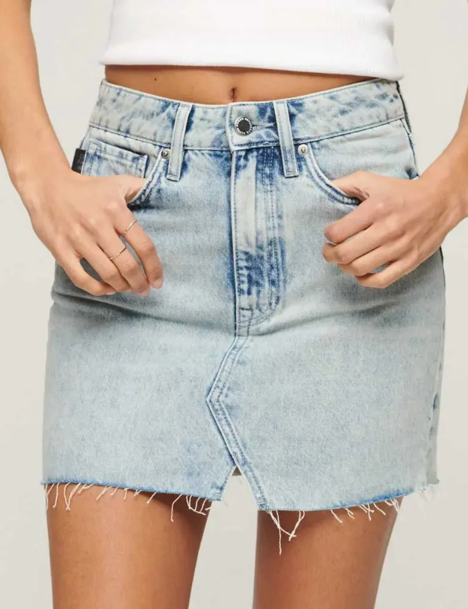 Superdry Vintage Denim Mini Skirt | Indigo Marble