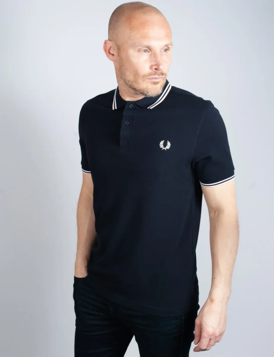 Fred Perry Twin Tipped Polo Shirt | Navy/White/Peach