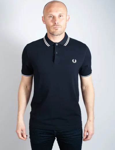 Fred Perry Twin Tipped Polo Shirt | Navy/White/Peach