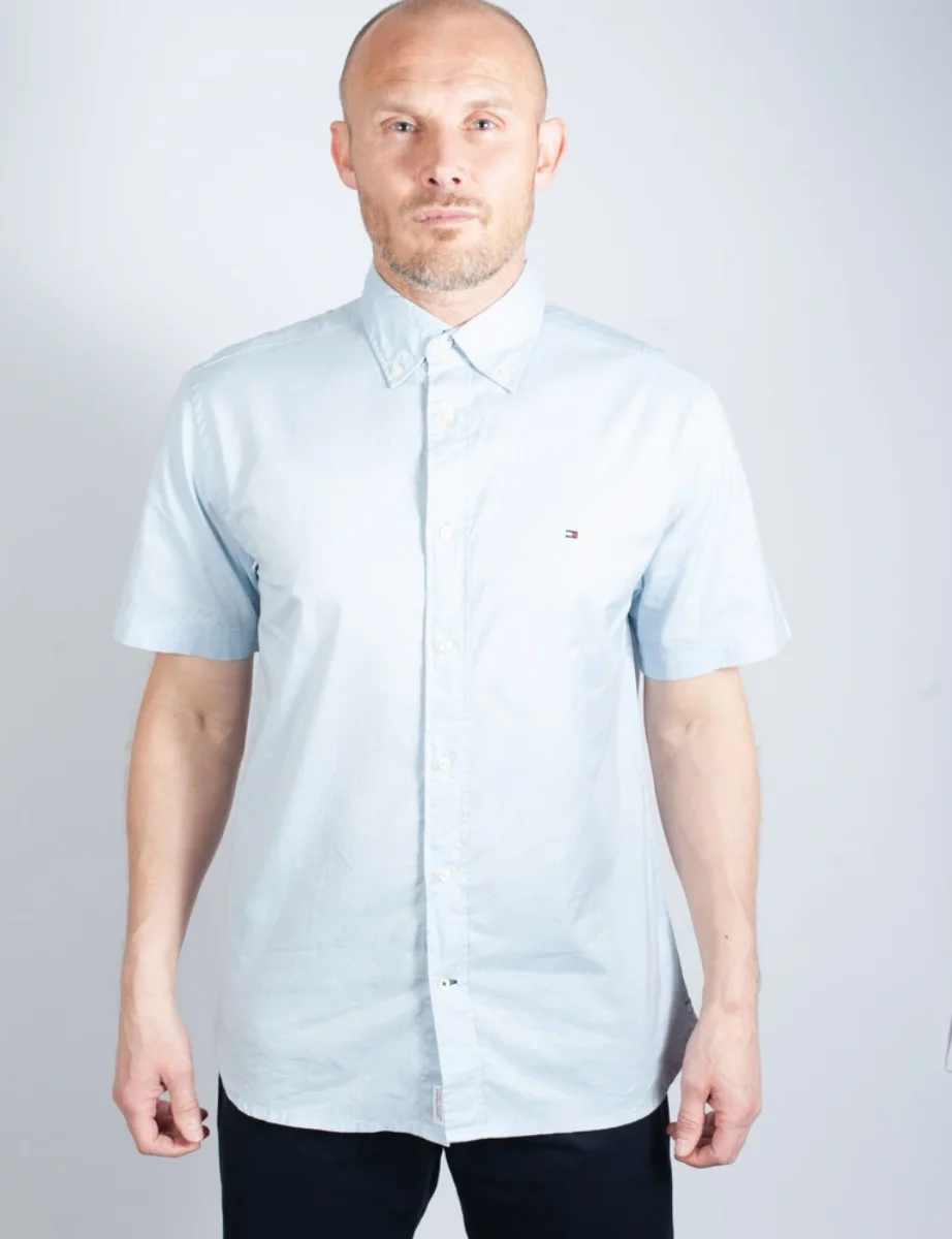 Tommy Hilfiger Flex Poplin Short Sleeve Shirt | Calm Blue