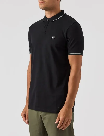 Weekend Offender Colombi Tipped Polo Shirt | Black
