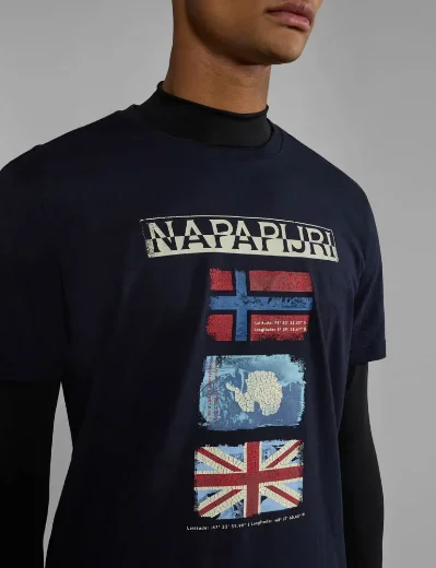 Napapijri Gorfou Short Sleeve Graphic T-Shirt | Navy