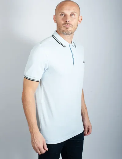Fred Perry Twin Tipped Polo Shirt | Light Ice / Green / Black