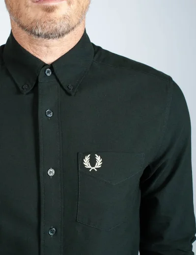 Fred Perry Long Sleeve Oxford Shirt | Night Green