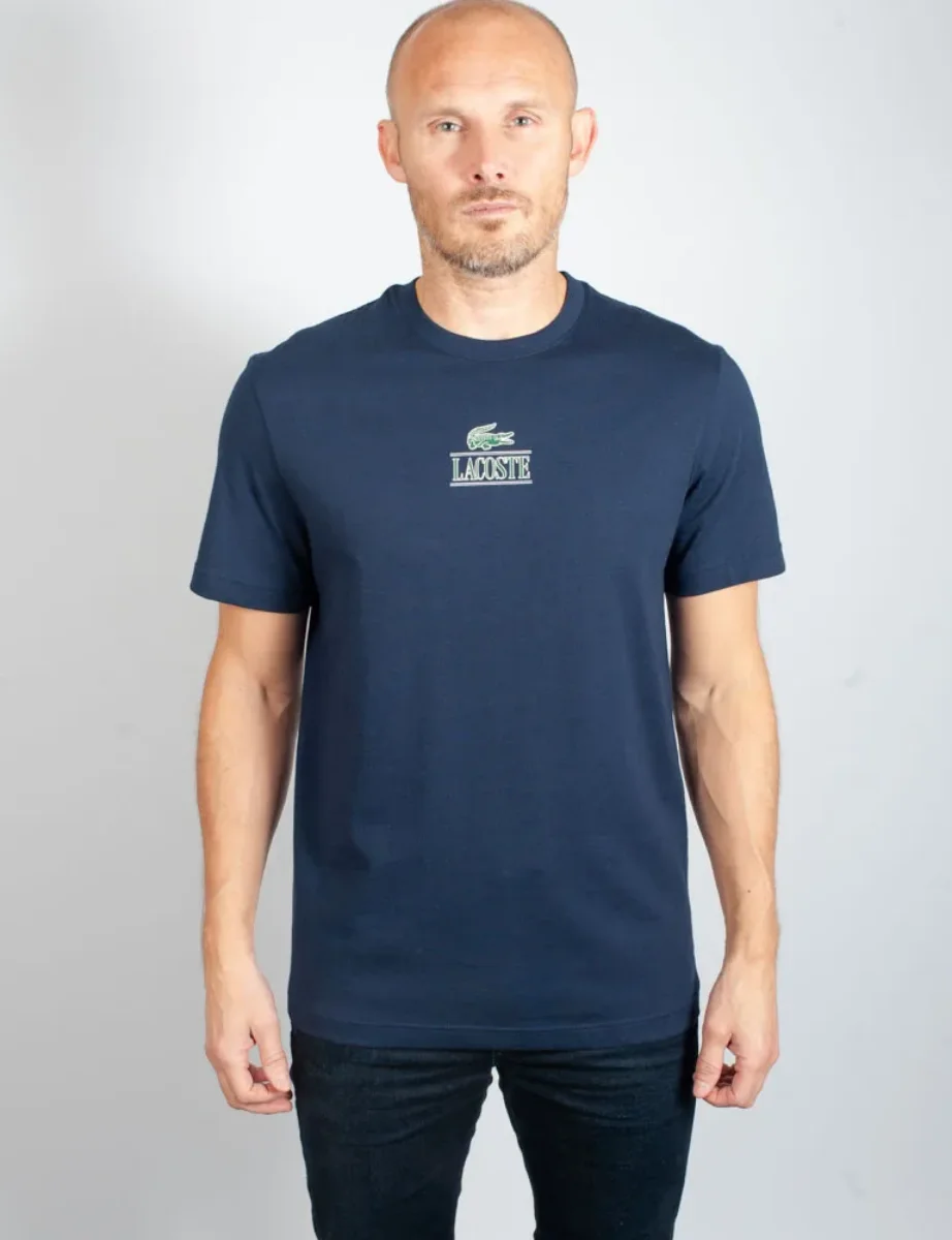 Lacoste Men's Regular Fit Cotton Jersey Branded T-Shirt | Navy
