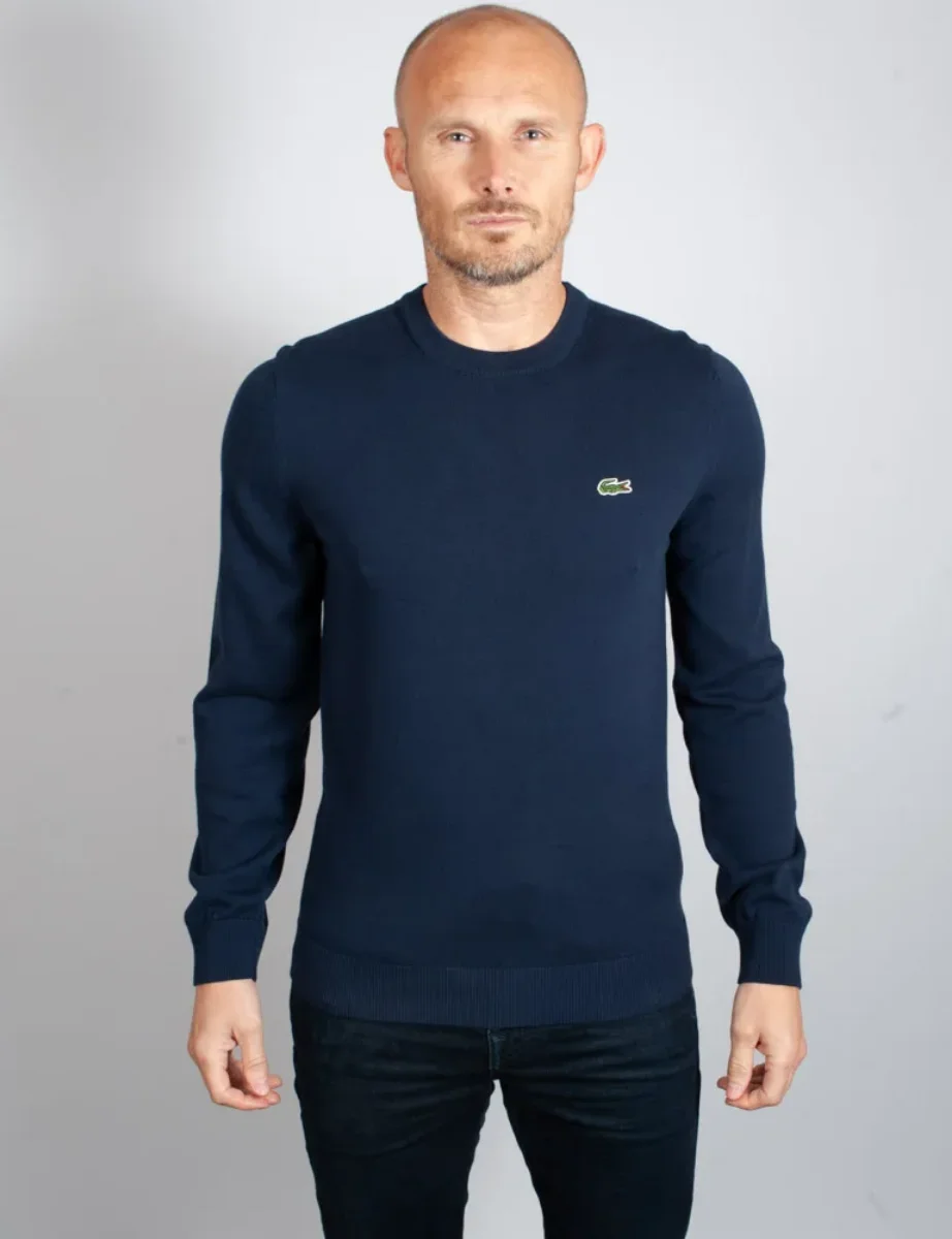 Lacoste Men's Organic Cotton Crew Neck Sweater | Navy