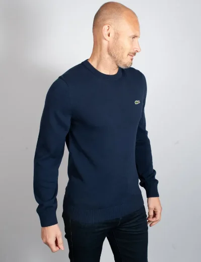 Lacoste Men's Organic Cotton Crew Neck Sweater | Navy