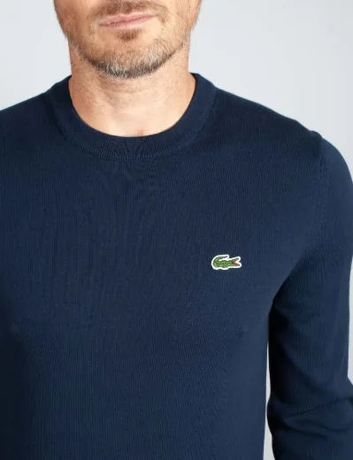 Lacoste Men's Organic Cotton Crew Neck Sweater | Navy