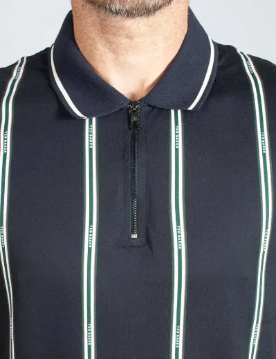 Ted Baker Sisons Stripe Logo Polo Shirt | Navy