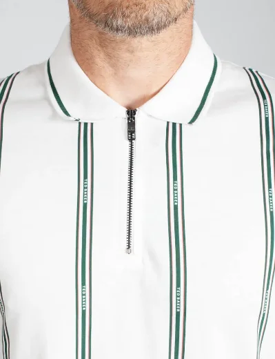 Ted Baker Sisons Stripe Logo Polo Shirt | White