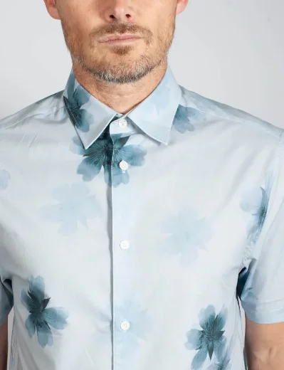 Ted Baker URRIS Floral Print SS Shirt | Pale Blue