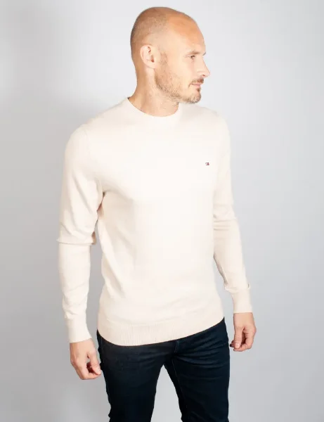 Tommy Hilfiger Pima Cotton and Cashmere Crew Neck Jumper | Cashmere Creme Tommy Hilfiger Pima Cotton and Cashmere Crew Neck Jumper | Cashmere Creme