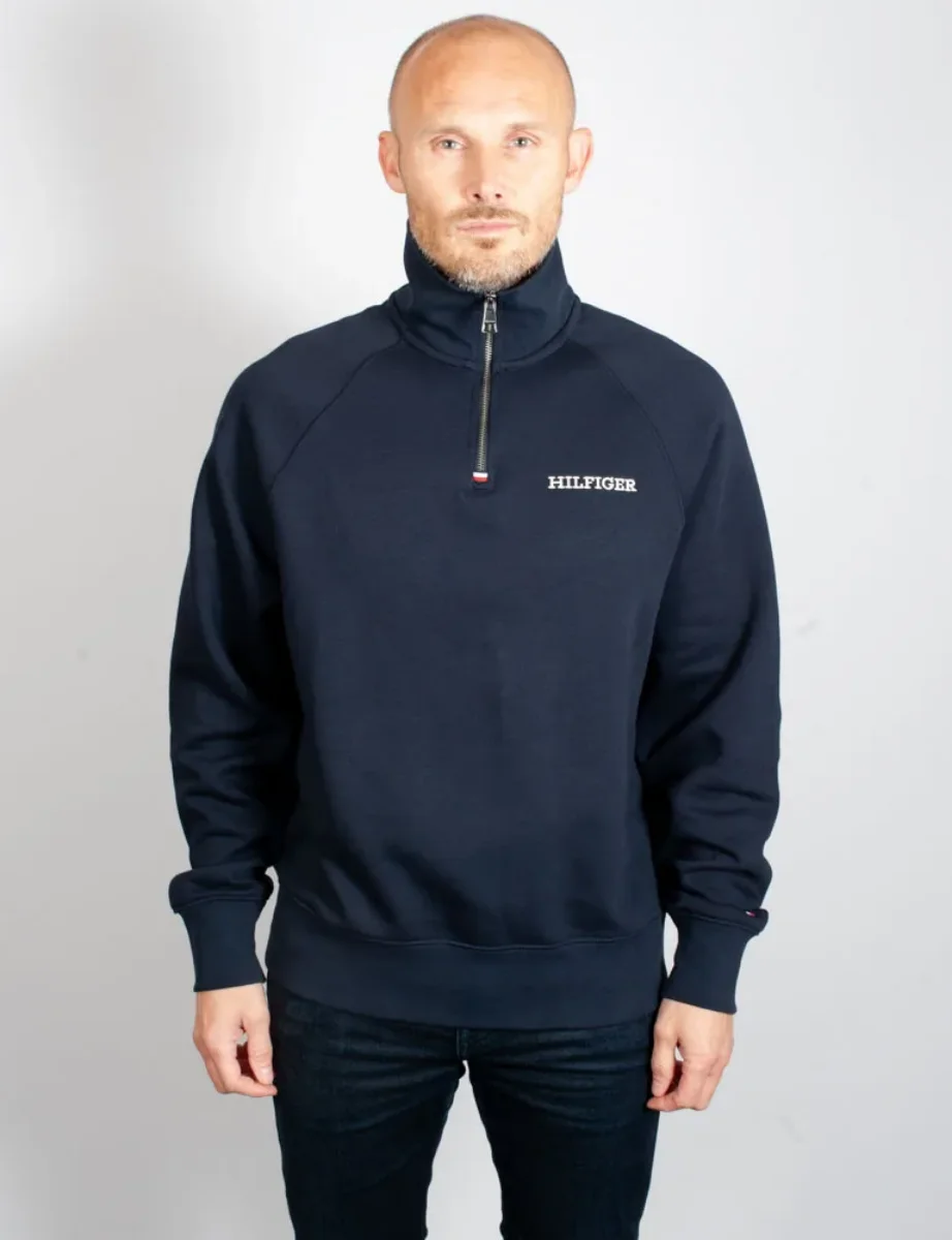 Tommy Hilfiger Monotype Logo Quarter Zip Sweater | Navy