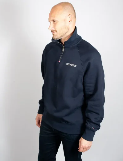 Tommy Hilfiger Monotype Logo Quarter Zip Sweater | Navy