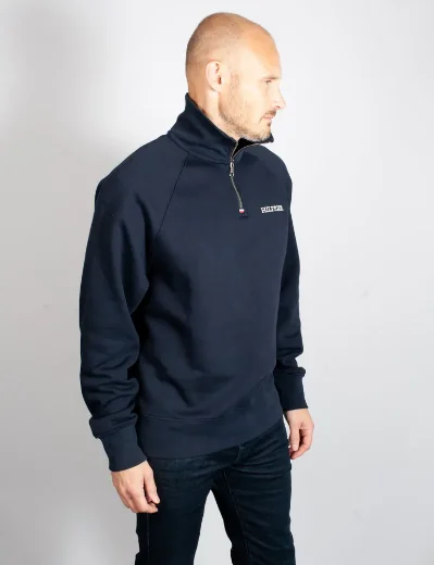 Tommy Hilfiger Monotype Logo Quarter Zip Sweater | Navy
