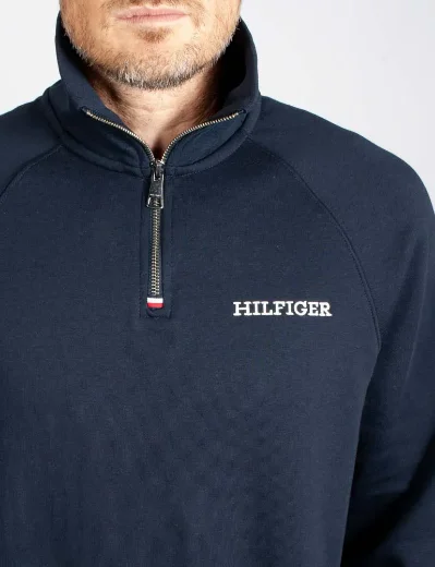 Tommy Hilfiger Monotype Logo Quarter Zip Sweater | Navy