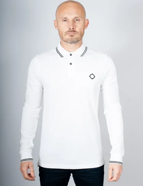 MA Strum LS Double Tipped Polo Shirt | White MA Strum LS Double Tipped Polo Shirt | White