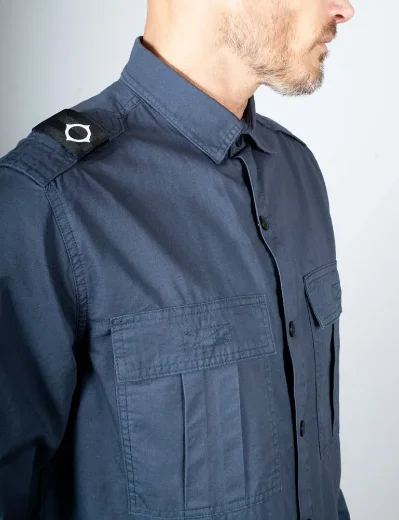 MA Strum Patch Pocket Parade Overshirt | Ink Navy