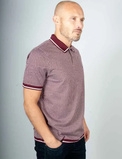 Ted Baker Affric Geo Textured Polo Shirt | Maroon