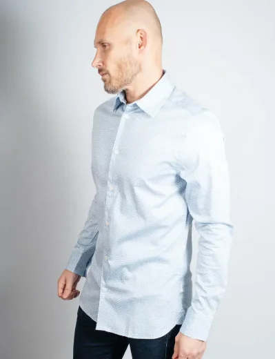 Ted Baker Faenza Long Sleeve Geometric Shirt | Light Blue