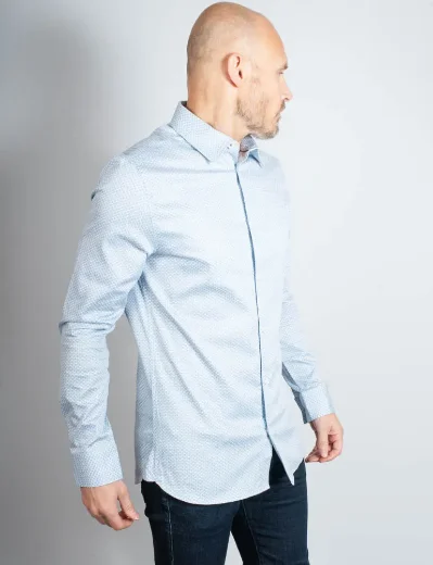 Ted Baker Faenza Long Sleeve Geometric Shirt | Light Blue