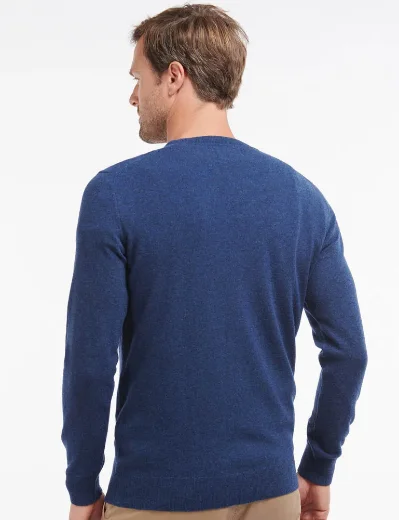 Barbour Essential Lambswool Crew Neck Knitted Jumper | Blue