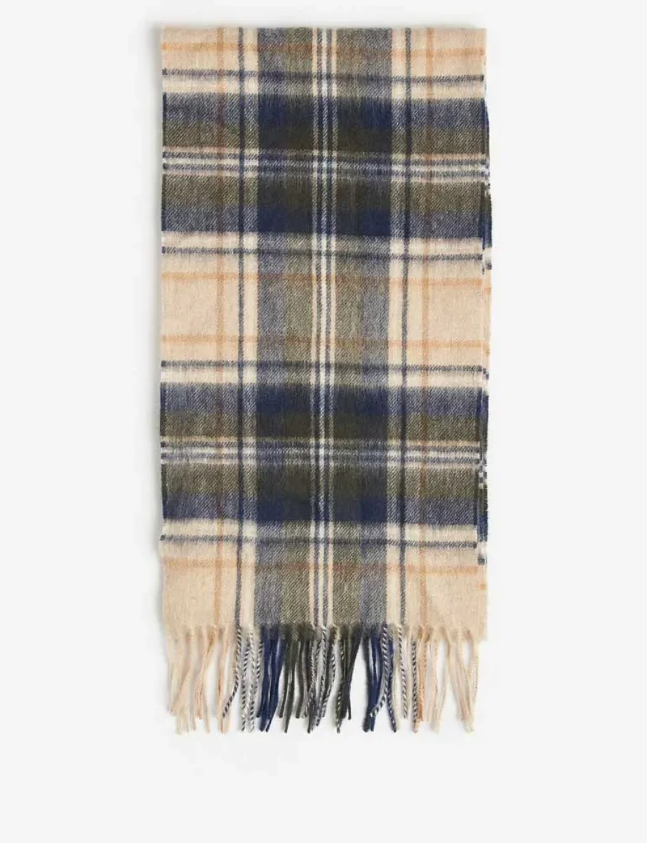 Barbour New Check Tartan Scarf | Sand Beige Plaid