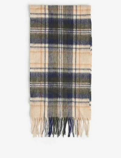 Barbour New Check Tartan Scarf | Sand Beige Plaid