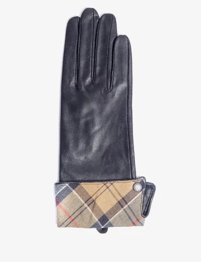 Barbour Ladies Lady Jane Leather Glove | Black/Dress Tartan