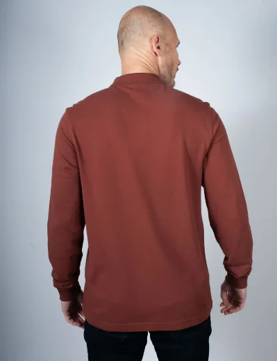 Fred Perry Long Sleeve Plain Polo Shirt | Whisky Brown