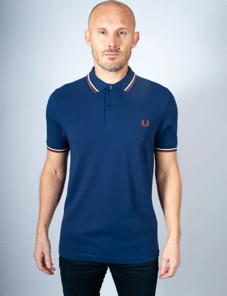 Fred Perry Twin Tipped Polo Shirt | French Navy / Ecru / Whisky