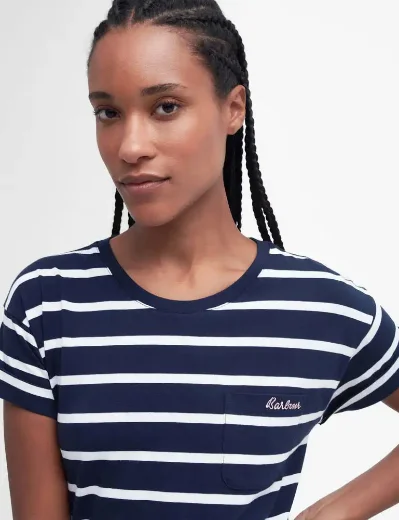 Barbour Womens Otterburn Stripe Dress | Navy / White