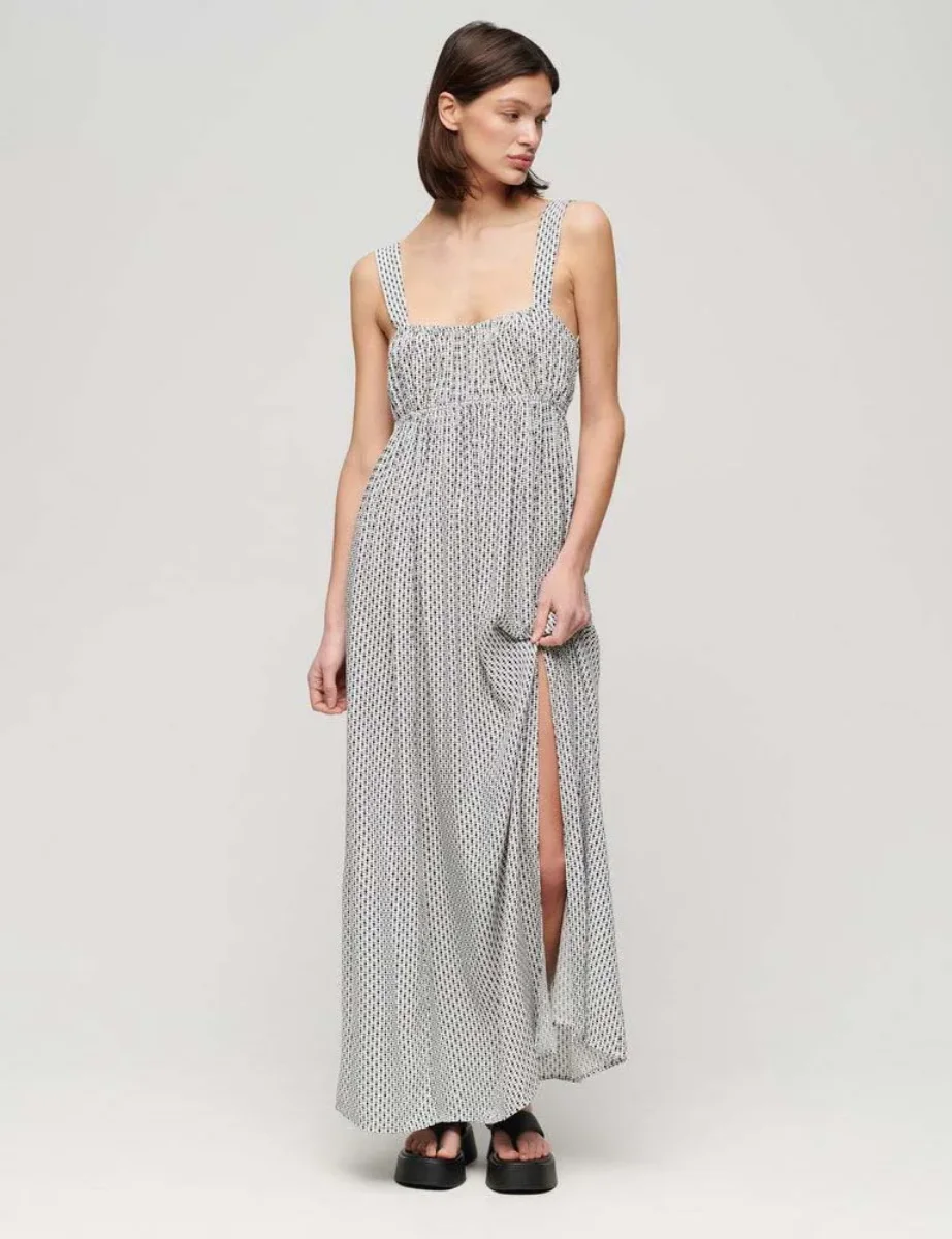 Superdry Tie Back Maxi Dress | Mono Cross Geo