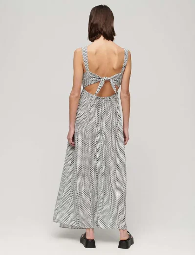 Superdry Tie Back Maxi Dress | Mono Cross Geo
