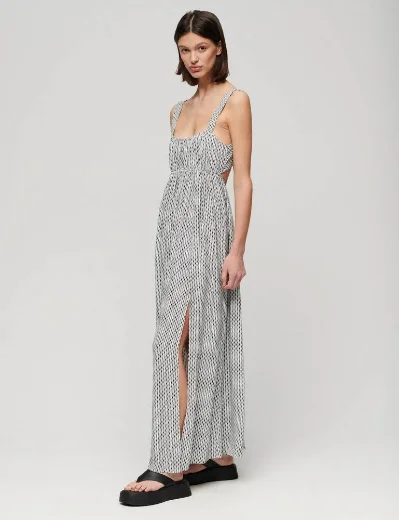 Superdry Tie Back Maxi Dress | Mono Cross Geo