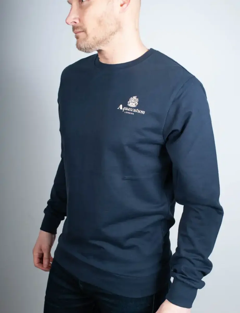 Aquascutum Active Small Logo Crew Neck Sweater | Navy
