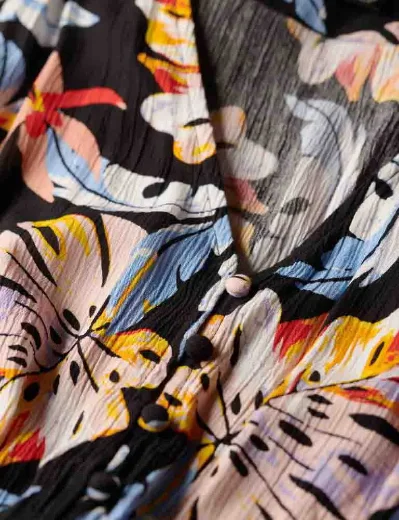 Superdry Short Sleeve Beach Playsuit | Watercolour Tropical Orange