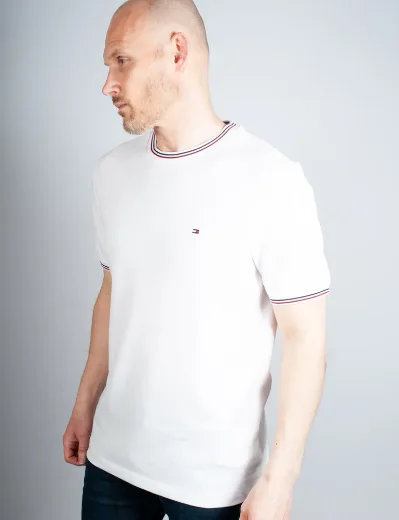 Tommy Hilfiger RWB Tipped Collar T-Shirt | White