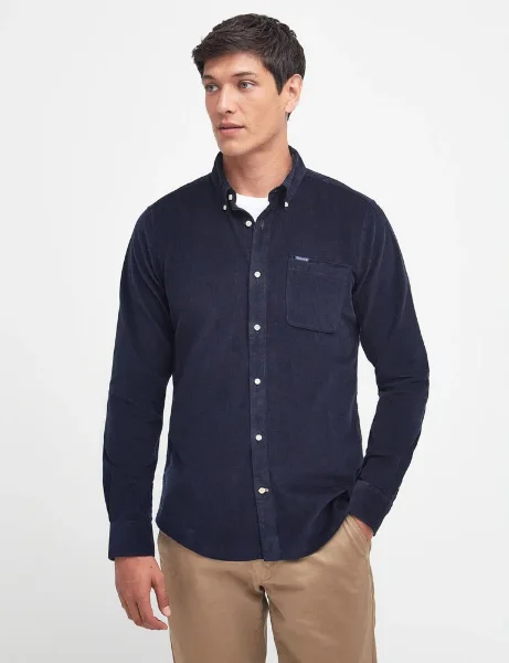 Barbour Ramsey Tailored Shirt | Navy Barbour Ramsey Tailored Shirt Micro Cord Shirt | Navy