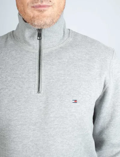 Tommy Hilfiger Essential Fleece Quarter Zip | Medium Grey Heather