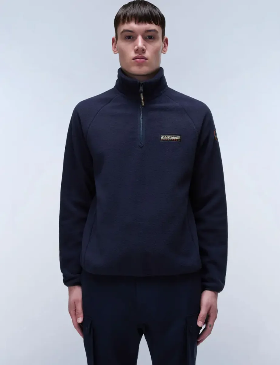 Napapijri Dolent Half Zip Fleece Sweatshirt | Navy