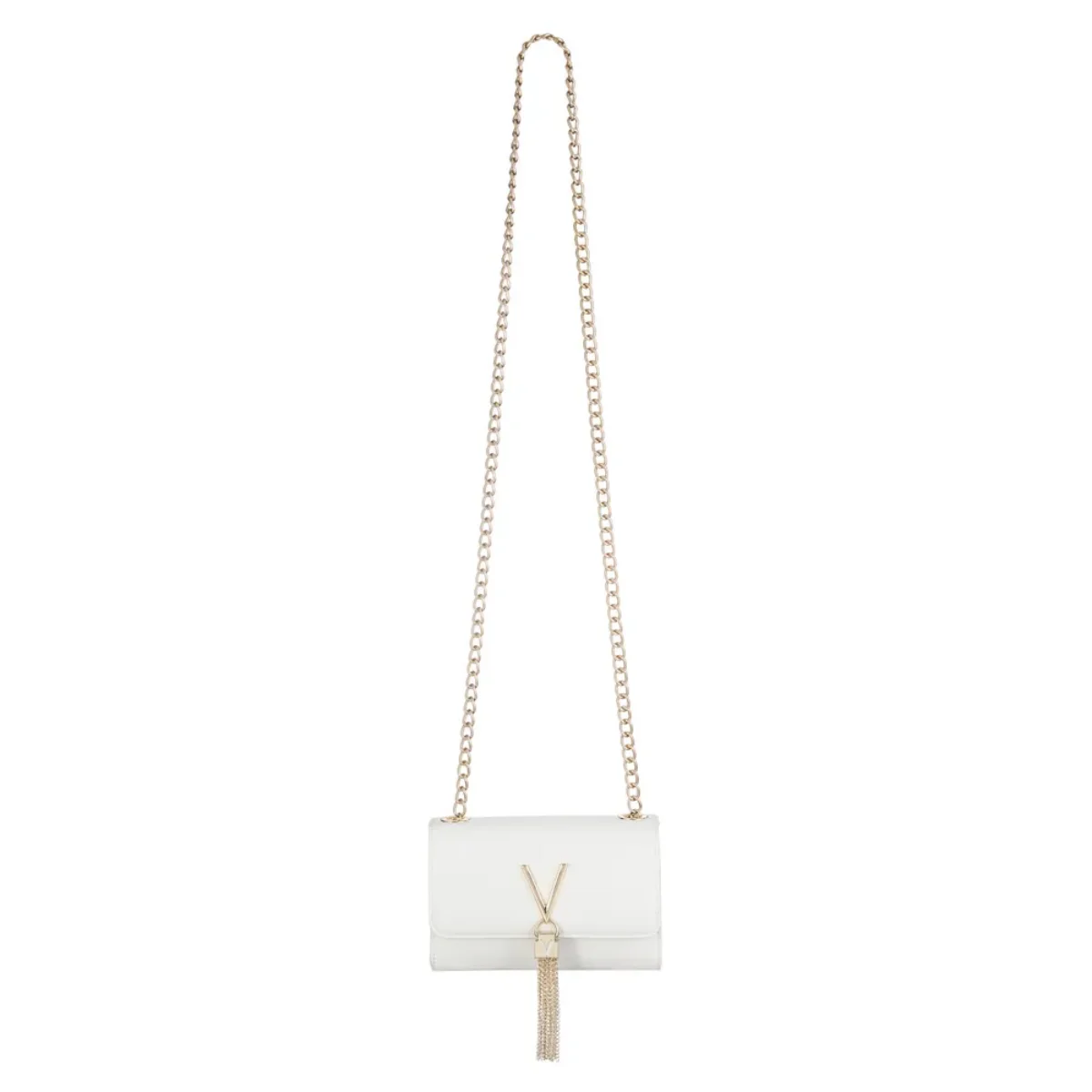 Valentino DIVINA Chain Strap Crossbody Flap Bag | White / Gold