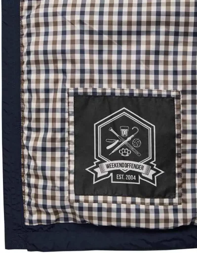 Weekend Offender Campania Check Trim Windbreaker Jacket | Navy