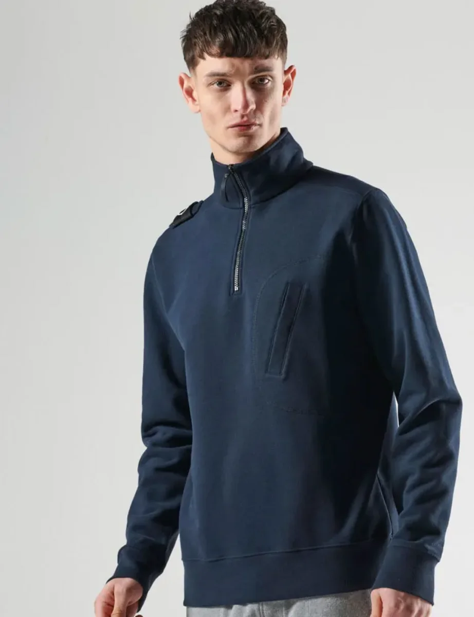 Ma.Strum Edge Quarter Zip Sweater | Ink Navy